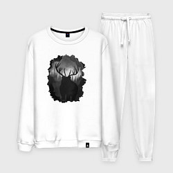 Костюм хлопковый мужской Медведь с рогами, цвет: белый