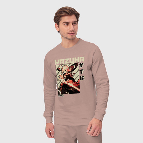 Мужской костюм Kazuha геншин / Пыльно-розовый – фото 3