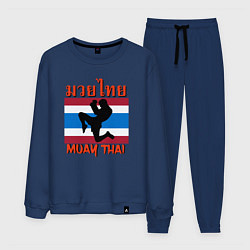 Костюм хлопковый мужской THAI FIGHTER Боец Муай Тай, цвет: тёмно-синий