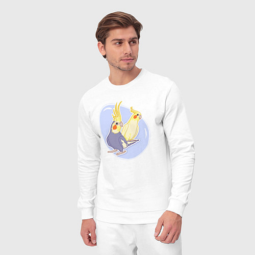 Мужской костюм Попугаи Корелла Птицы / Белый – фото 3