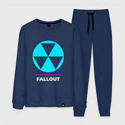 Костюм хлопковый мужской Символ Fallout в неоновых цветах, цвет: тёмно-синий