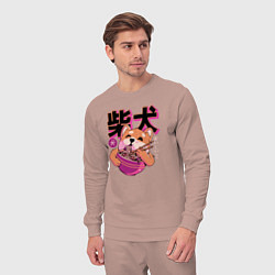 Костюм хлопковый мужской Japanese Shibu Inu, цвет: пыльно-розовый — фото 2