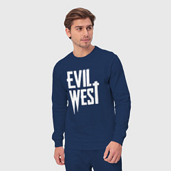 Костюм хлопковый мужской Evil west logo, цвет: тёмно-синий — фото 2