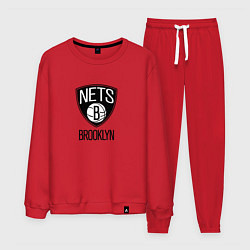 Костюм хлопковый мужской Бруклин Нетс NBA, цвет: красный