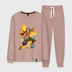 Костюм хлопковый мужской Нацу Драгнил и Хеппи, цвет: пыльно-розовый