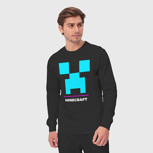 Мужской костюм Символ Minecraft в неоновых цветах / Черный – фото 3