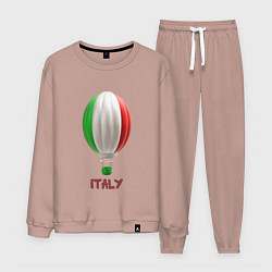 Костюм хлопковый мужской 3d aerostat Italy flag, цвет: пыльно-розовый
