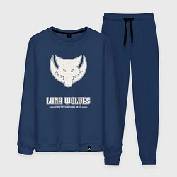 Костюм хлопковый мужской Лунные волки лого винтаж, цвет: тёмно-синий