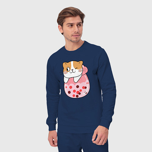 Мужской костюм Довольный котик в стакане с мороженым / Тёмно-синий – фото 3