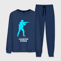 Костюм хлопковый мужской Символ Counter Strike в неоновых цветах, цвет: тёмно-синий
