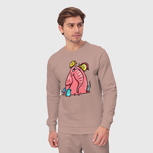 Мужской костюм Розовая слоника со слонятами / Пыльно-розовый – фото 3