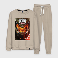 Костюм хлопковый мужской Doom eternal - poster, цвет: миндальный