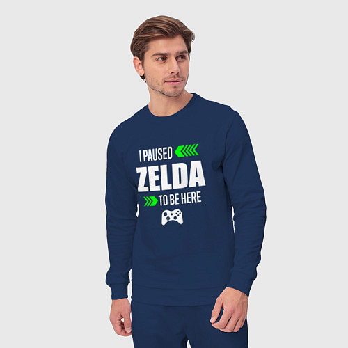 Мужской костюм I Paused Zelda To Be Here с зелеными стрелками / Тёмно-синий – фото 3