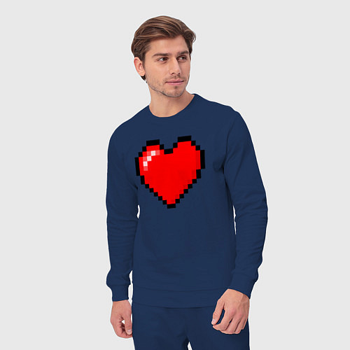 Мужской костюм Пиксельное сердце-здоровье - Красный / Тёмно-синий – фото 3