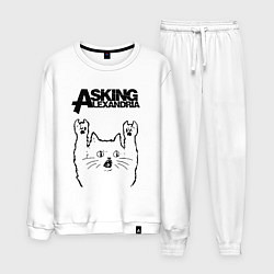 Костюм хлопковый мужской Asking Alexandria - rock cat, цвет: белый