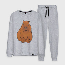 Костюм хлопковый мужской Капибара сидит и радуется, цвет: меланж