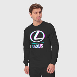 Костюм хлопковый мужской Значок Lexus в стиле glitch, цвет: черный — фото 2