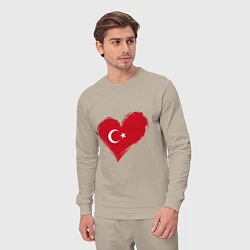 Костюм хлопковый мужской Сердце - Турция, цвет: миндальный — фото 2