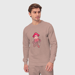 Костюм хлопковый мужской Гридуза Мухомор с щупальцами, медуза в шляпке гриб, цвет: пыльно-розовый — фото 2