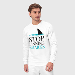 Костюм хлопковый мужской Хватит ловить акул, цвет: белый — фото 2