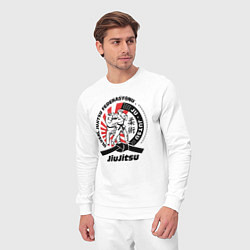 Костюм хлопковый мужской Джиу-джитсу Jiujitsu emblem, цвет: белый — фото 2