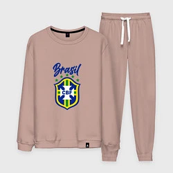 Костюм хлопковый мужской Brasil Football, цвет: пыльно-розовый
