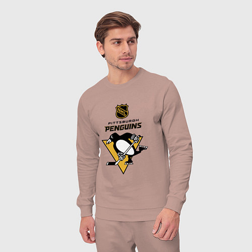 Мужской костюм Питтсбург Пингвинз НХЛ логотип / Пыльно-розовый – фото 3