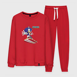 Костюм хлопковый мужской Sonic - hedgehog - skateboarding, цвет: красный