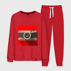 Костюм хлопковый мужской Фотоаппарат flat, цвет: красный
