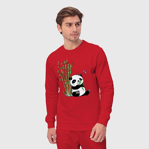 Мужской костюм Панда бамбук и стрекоза / Красный – фото 3