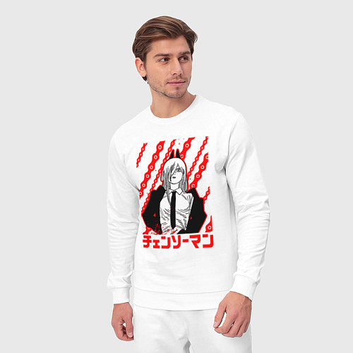 Мужской костюм Пауэр - Человек бензопила - Цепи / Белый – фото 3