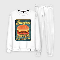 Костюм хлопковый мужской Burgers - Made fresh daily!, цвет: белый