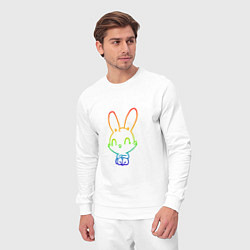 Костюм хлопковый мужской Радужный кролик, цвет: белый — фото 2