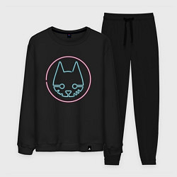 Костюм хлопковый мужской Stray logo neon, цвет: черный