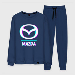 Костюм хлопковый мужской Значок Mazda в стиле glitch, цвет: тёмно-синий