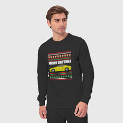 Костюм хлопковый мужской Merry Driftmas Nissan Silvia S15 Ugly Sweater, цвет: черный — фото 2