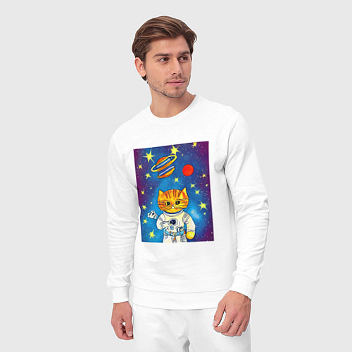 Мужской костюм Абстрактный космический кот / Белый – фото 3