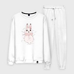 Костюм хлопковый мужской Cute white rabbit, цвет: белый