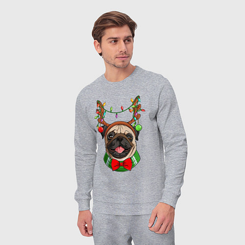 Мужской костюм Новогодний мопс / Меланж – фото 3