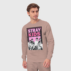 Костюм хлопковый мужской Stray Kids boy band, цвет: пыльно-розовый — фото 2