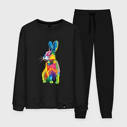 Костюм хлопковый мужской Кролик в стиле поп-арт, цвет: черный