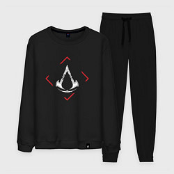 Костюм хлопковый мужской Символ Assassins Creed в красном ромбе, цвет: черный