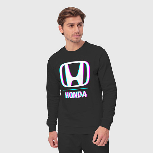 Мужской костюм Значок Honda в стиле glitch / Черный – фото 3