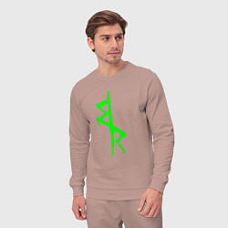 Костюм хлопковый мужской Logotype - Cyberpunk: Edgerunners, цвет: пыльно-розовый — фото 2