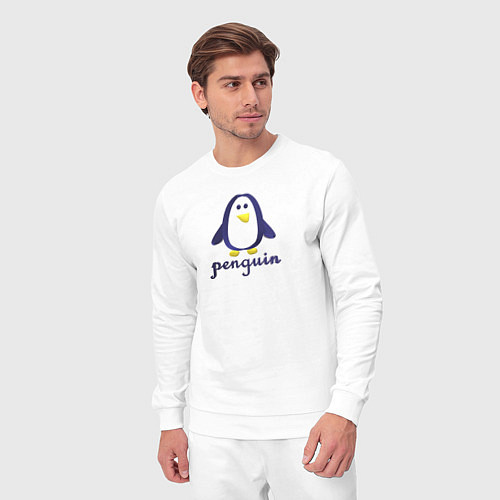 Мужской костюм Пингвин детский и надпись penguin / Белый – фото 3