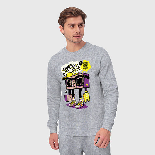 Мужской костюм Ретро магнитофон в очках и бейсболке / Меланж – фото 3