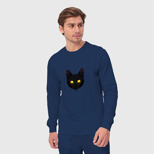 Мужской костюм Черный кот с сияющим взглядом / Тёмно-синий – фото 3