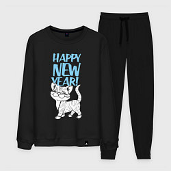 Костюм хлопковый мужской Happy new year - kitten, цвет: черный