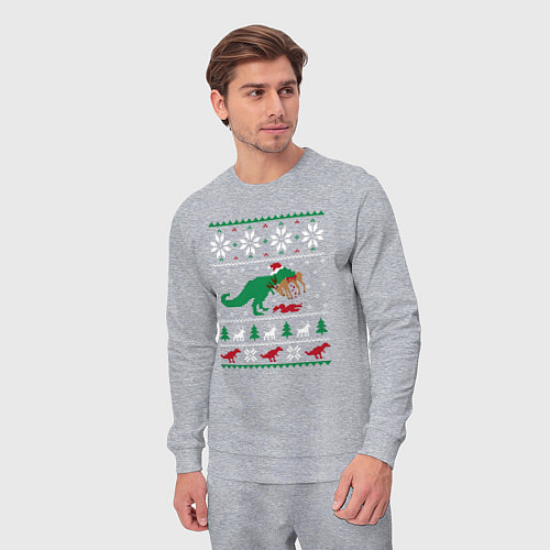 Мужской костюм Новогодний тирекс - ugly sweater / Меланж – фото 3