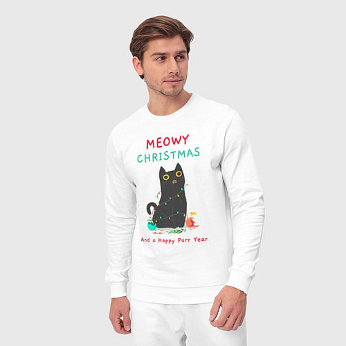 Мужской костюм Meowy Christmas and a happy purr year / Белый – фото 3